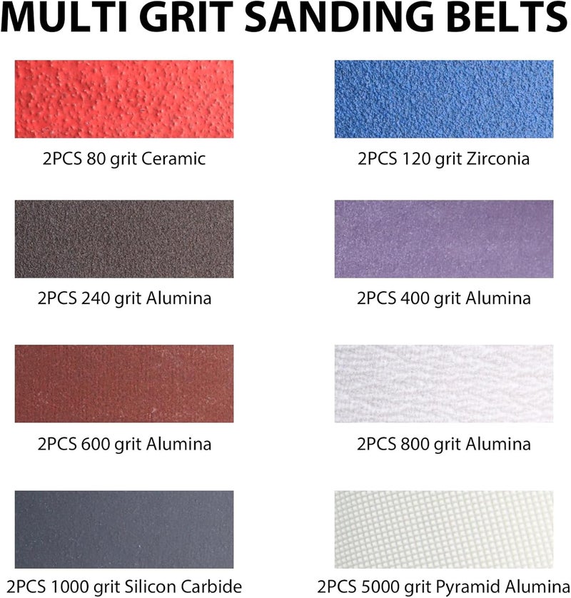 SHUTTLE GENIUS 16 Pack 1 x 30 Inch Sanding Belts, 1x30 Knife Sharpening Sanding Belts, 80/120/240/400/600/800/1000/5000 Grit Sander Belt for Knife Polishing Metalworking - Image 5